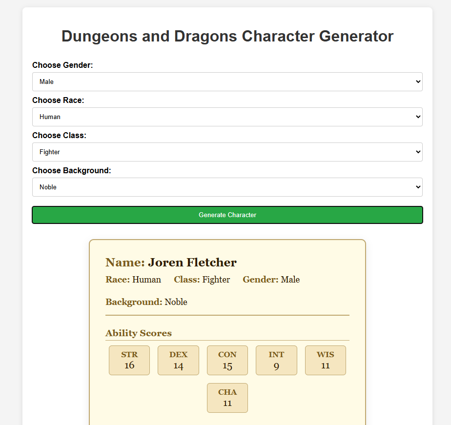 DnD Character Generator