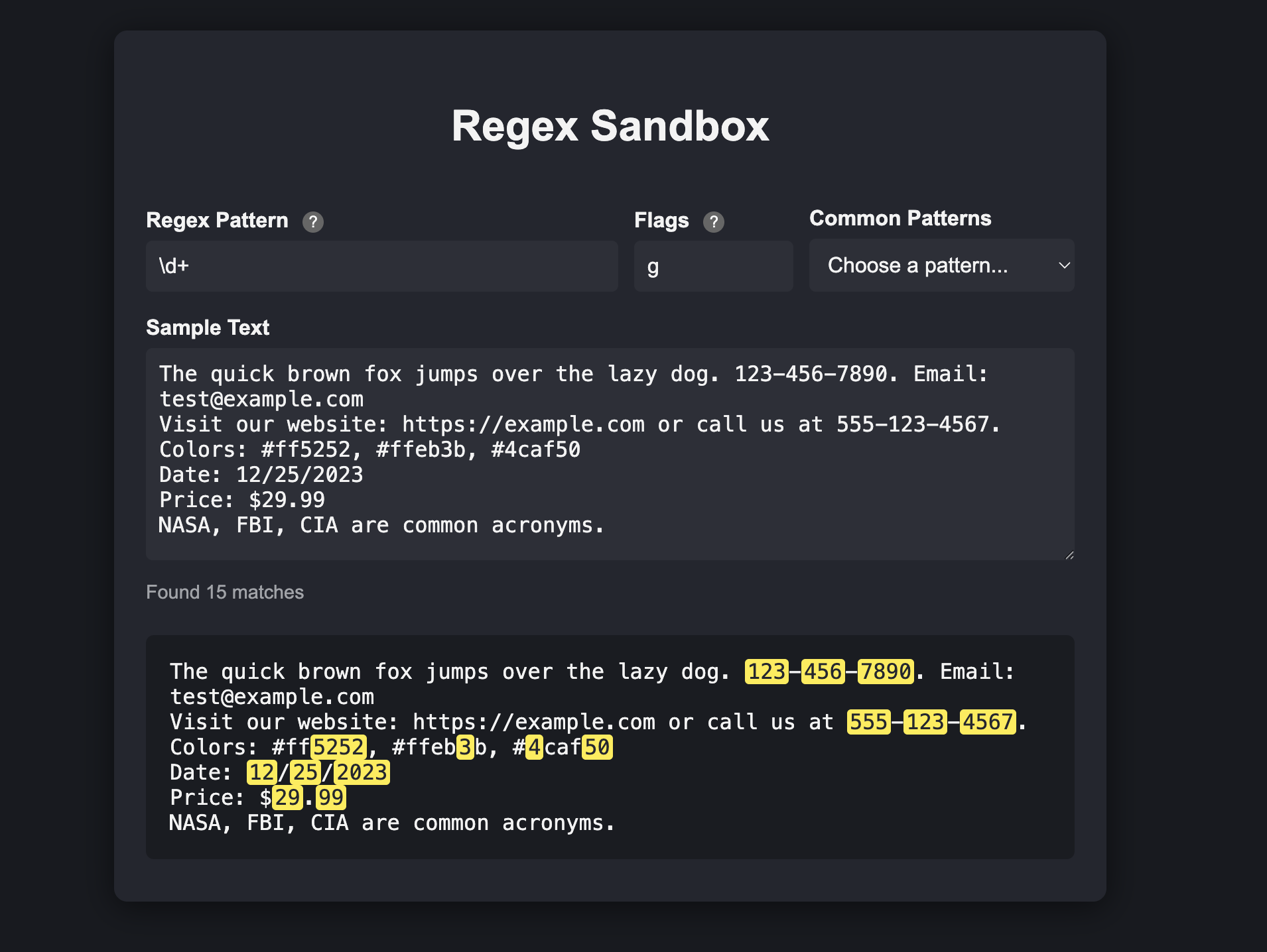 Regex Sandbox